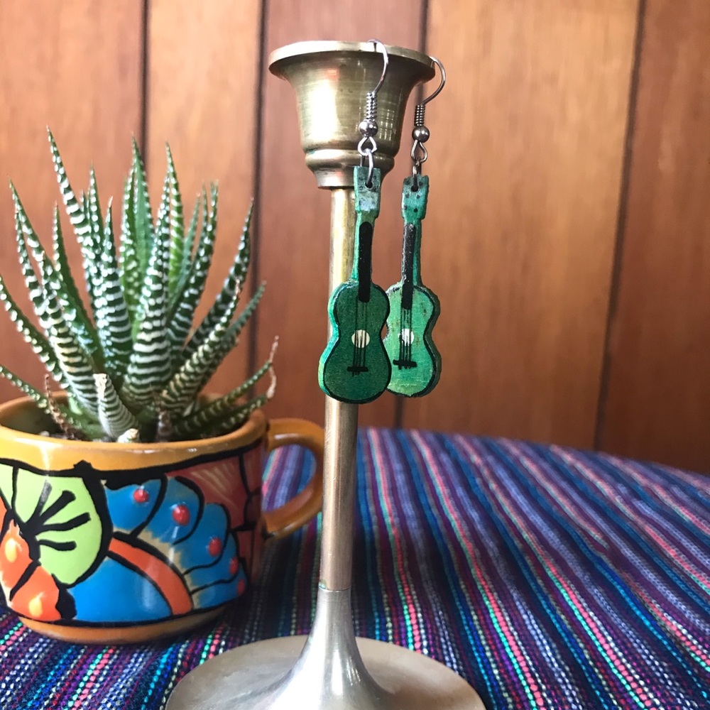 Hand painted guitar earrings